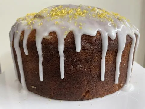 Lemon drizzle pound cake. Stock Photos