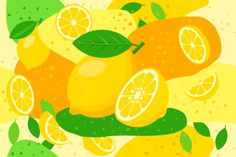 Lemon elements seamless pattern abstract vector design background イラスト素材