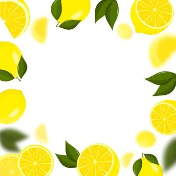 Lemon falling from different angles. Lemon citrus background. Flying Lemon with イラスト素材