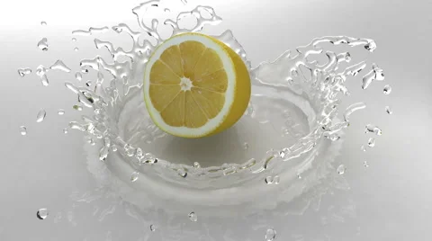 Lemon falls into water with a splash Video stock 882508