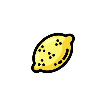 Lemon flat outlined icon. Vector fruit logo isolated on white background. Veg Stock Illustration