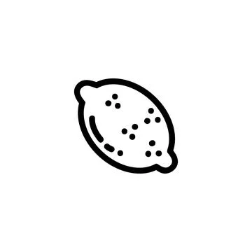Lemon flat outlined icon. Vector fruit logo isolated on white background. Veg Stock Illustration