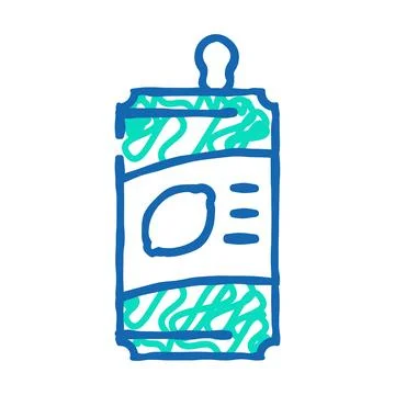Lemon flavored soda icon doodle illustration Stock Illustration