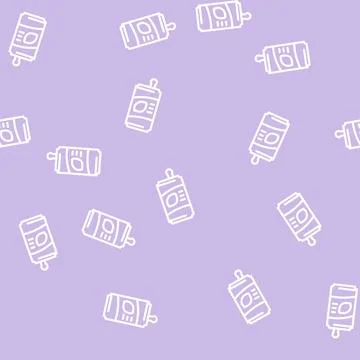 Lemon flavored soda line vector seamless pattern Stock Illustration