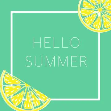 Lemon frame summer with  mint green background Stock Illustration