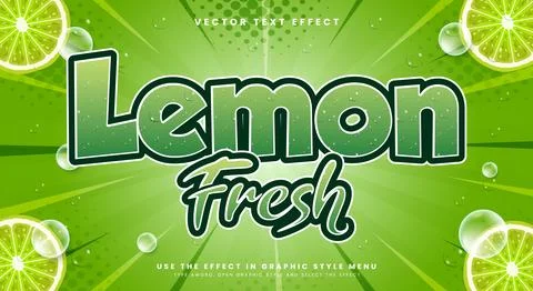 Lemon fresh 3d editable text effect Template Stock Illustration
