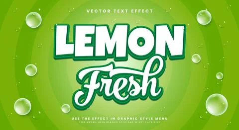 Lemon Fresh liquid Style 3d editable text effect Stock Illustration