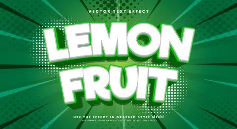Lemon Fruit 3d editable text effect Stock Illustration