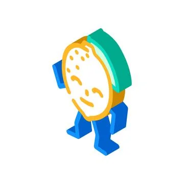 Lemon fruit character isometric icon vector illustration Stock Illustration