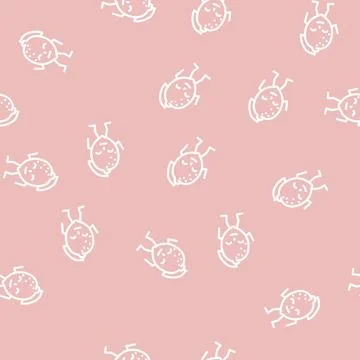 Lemon fruit character line vector seamless pattern Stock Illustration