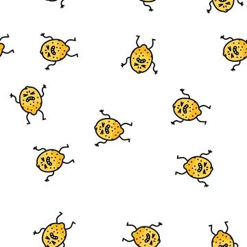 Lemon fruit character vector seamless pattern Stock Illustration