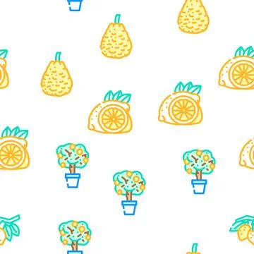 Lemon fruit citrus slice fresh vector seamless pattern Illustrazione stock