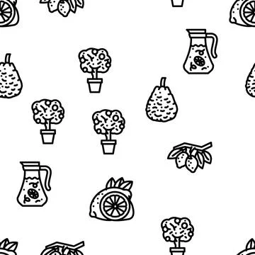 Lemon fruit citrus slice fresh vector seamless pattern Illustrazione stock