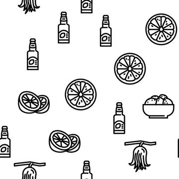 Lemon fruit citrus slice fresh vector seamless pattern Stock Illustration