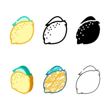 Lemon fruit color icon stylized vector Stock Illustration