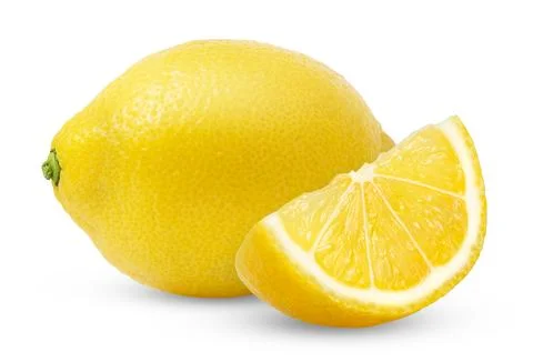 Lemon fruit with cut in a slice isolated. Fresh Juicy lemons. Stock Photos
