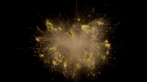 Lemon Fruit Explosion in Black Background in Slow Motion High Speed Stock Footage 86320247