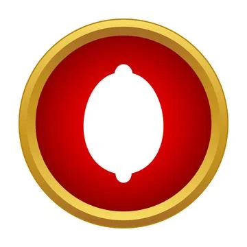 Lemon fruit icon on red button Stock Illustration