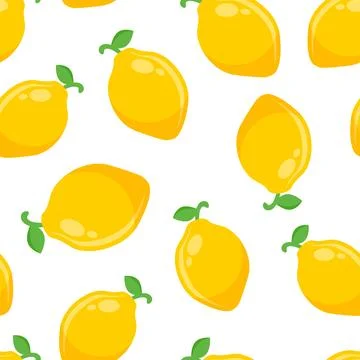 Lemon fruit icon seamless pattern background in flat style. Organic fruits .. 스톡 일러스트