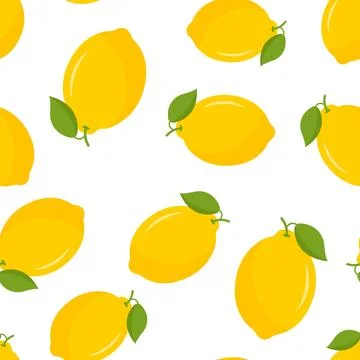 Lemon fruit icon seamless pattern background in flat style. Organic fruits .. Stockillustratie