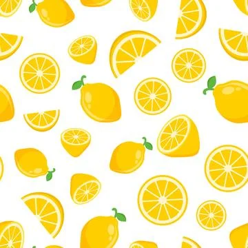 Lemon fruit icon seamless pattern background in flat style. Organic fruits .. Stockillustratie