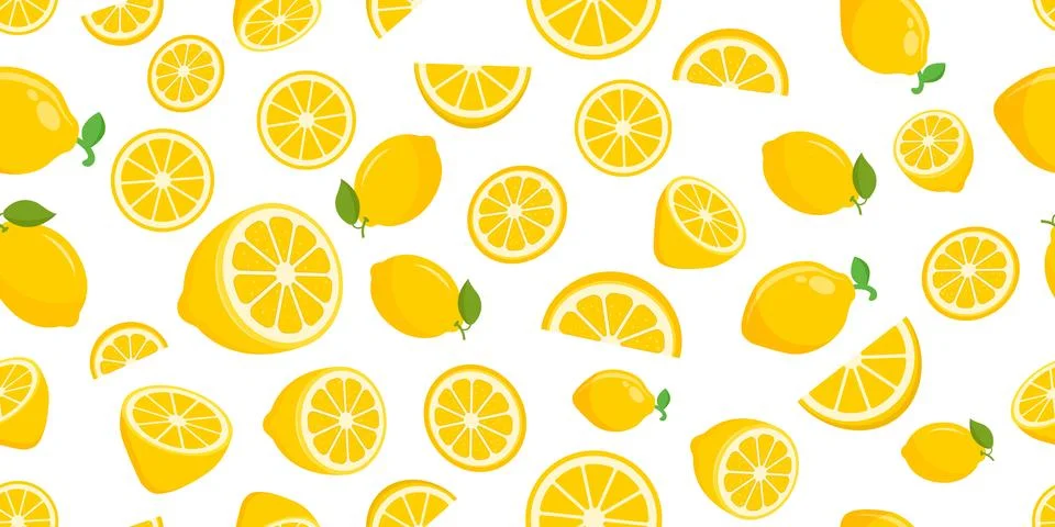 Lemon fruit icon seamless pattern background in flat style. Organic fruits .. 스톡 일러스트