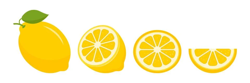 Lemon fruit icon set in flat style. Organic fruits vector illustration on i.. Illustrazione stock