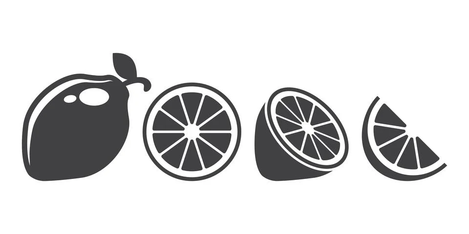 Lemon fruit icon set in flat style. Organic fruits vector illustration on i.. Stock Illustration