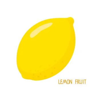 Lemon fruit isolated on white. Fresh sour Citrus fruit with inscription vector Stock Illustration