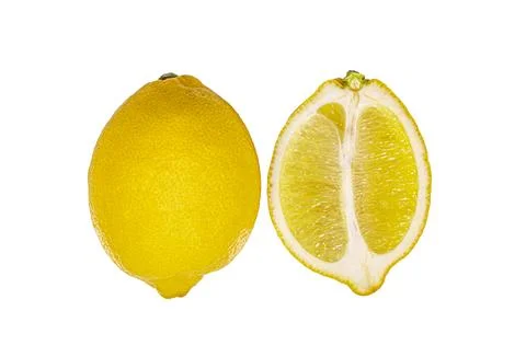 Lemon fruit with leaf isolated  on white background. Stock Photos