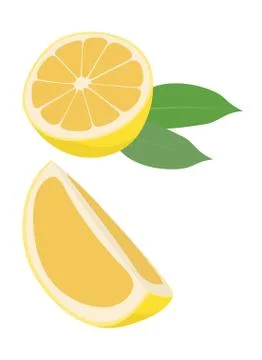 Lemon fruit with leaf Raster illustration on white background. Citrus fruit. The Stock Illustration