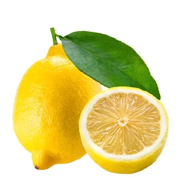 Lemon fruit with leaves isolated on white background Stock Illustration