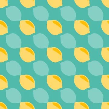 Lemon fruit minimal seamless pattern design illustration on green Stock Illustration