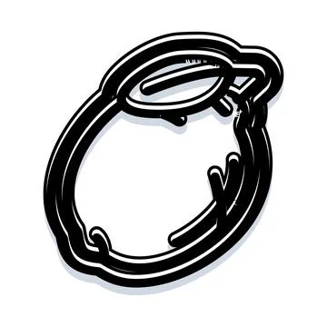 Lemon fruit outline icon black and white vector Stock Illustration