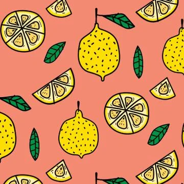 Lemon Fruit Pattern Background. Vector Illustration. Illustrazione stock