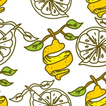 Lemon Fruit Pattern Seamless Vector Template イラスト素材