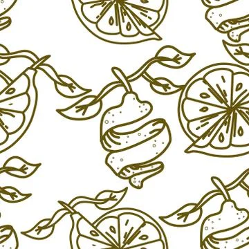 Lemon Fruit Pattern Seamless Vector Template イラスト素材