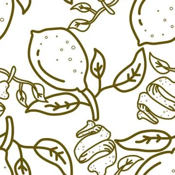 Lemon Fruit Pattern Seamless Vector Template Illustrazione stock