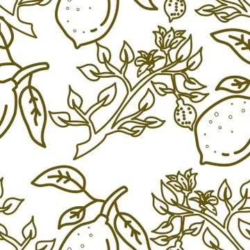 Lemon Fruit Pattern Seamless Vector Template Stock Illustration