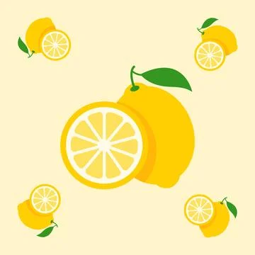 Lemon fruit seamless for pattern fabric, simple lemon fruit cute repeat in .. イラスト素材