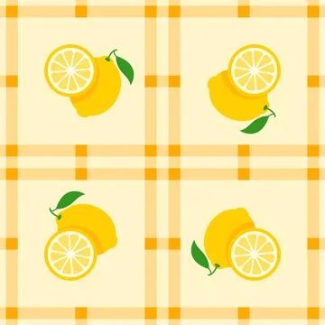 Lemon fruit seamless for pattern fabric, simple lemon fruit cute repeat in .. イラスト素材