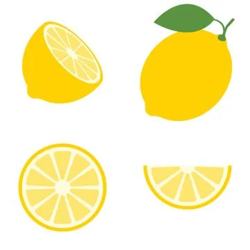 Lemon fruit set vector illustration in flat design Stock Illustration