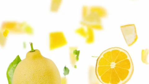 Lemon fruit Slice and Leaf Stream Video stock 177897206