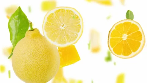 Lemon fruit Slice and Leaf Stream Video stock 184311984