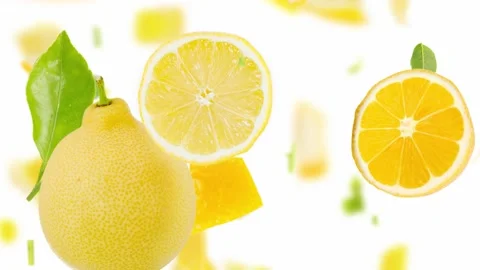 Lemon fruit Slice and Leaf Stream Stock Footage 203809934