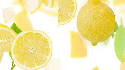 Lemon fruit Slice and Leaf Stream Stock-Footage 219997407