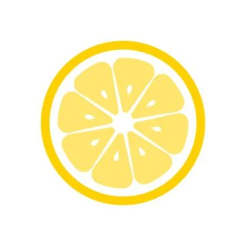 Lemon fruit slice closeup icon, round piece of lemon. Logo design, flat vector Illustrazione stock
