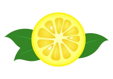 Lemon fruit slice closeup icon, round piece of lemon. Logo design, flat vector Illustrazione stock
