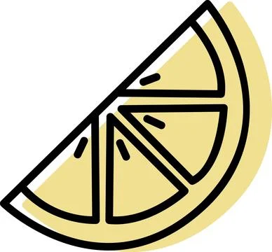 Lemon fruit slice line art graphic icon Stock Illustration