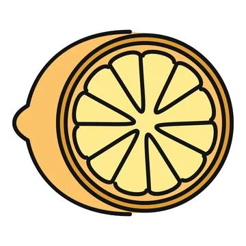 Lemon fruit slice showing yellow citrus pulp Stock Illustration